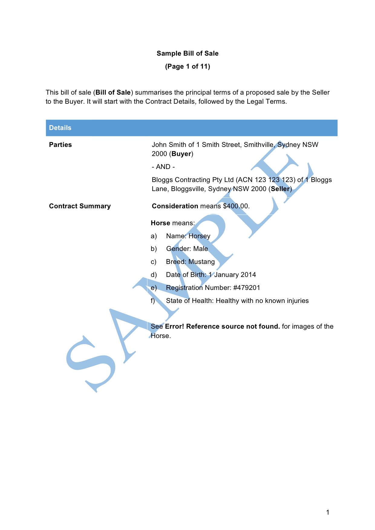 Bill of Sale (Car)